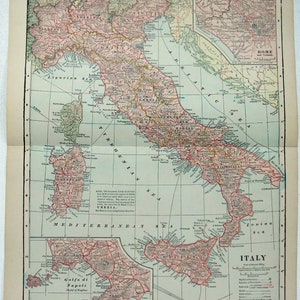 Italien – Originalkarte von 1911 von Dodd Mead & Company. Antik. Sizilien