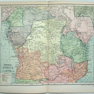 Central Africa - Original 1891 Dated Map by Dodd Mead & Company. Antique