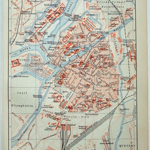 Metz - Original 1908 City Map by Meyers. France Lorraine Germany. Antique Map