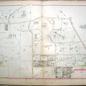 Large Original 1927 Map of Part of SW Elkins Park, Cheltenham Township, Montgomery County, Pennsylvania.