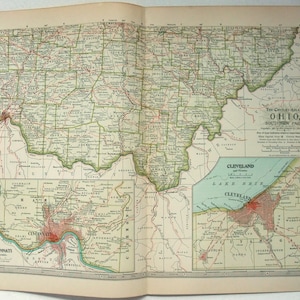 Süd-Ohio - Original 1897 Karte von The Century Company. Antike Original Karte