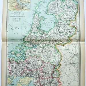 Landkarte Holland von 1906 bis 1907 von George Philips. Antik