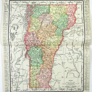 Vermont - Original 1895 Map by Rand McNally & Co. Antique