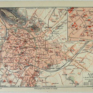 Aachen- Original Stadtplan von Meyers