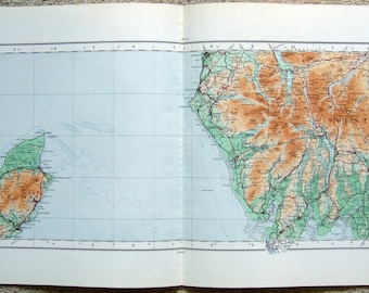 Isle of Man & Westmorland, England. Large Original 1922 Ordnance Survey Map. Vintage