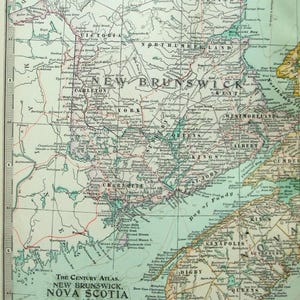New Brunswick, Nova Scotia & PEI - Original 1902 Karte von The Century Company. Antik