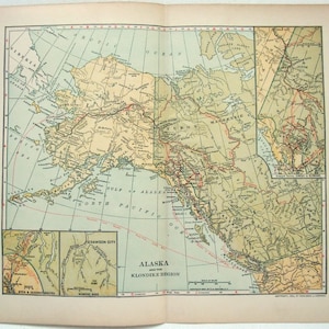 Alaska & the Klondike - Original 1902 Karte von Dodd Mead and Company. Yukon Gold Antik