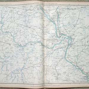 Originale Landkarte von Missouri im Osten und Westen von Illinois in der Zeit des amerikanischen Bürgerkriegs. Tafel 152 aus dem Atlas zur Begleitung der Amtlichen Unterlagen