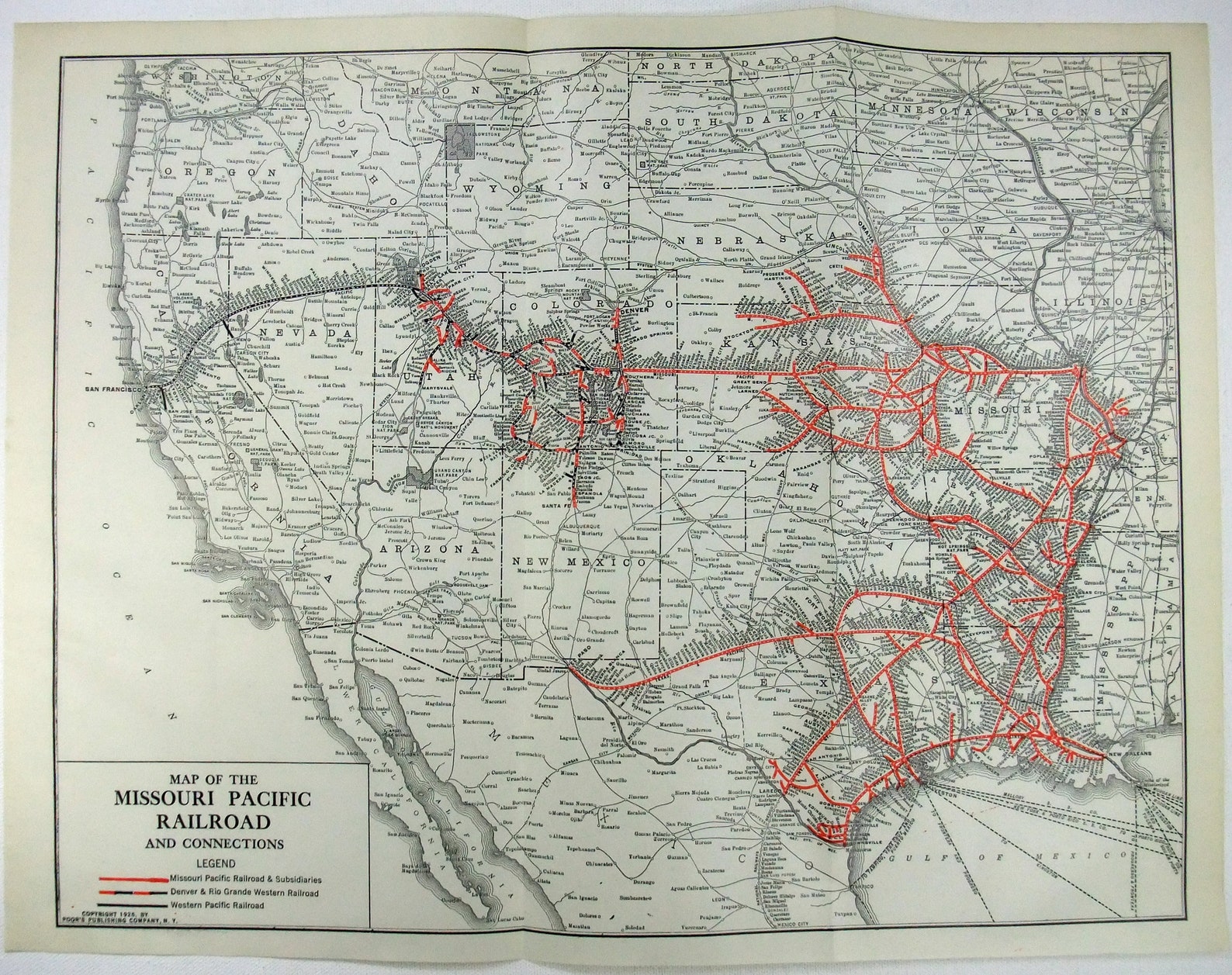 Original 1926 Missouri Pacific Railroad System Map par Poors Etsy