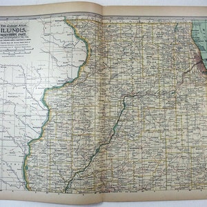 Nord-Illinois - Original 1897 Landkarte von The Century Company. Antikes Original