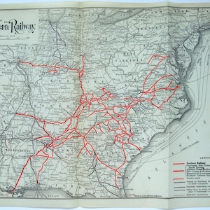 Südbahn - Original 1919 Systemkarte. Vintage Eisenbahn