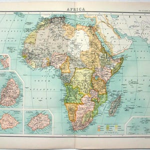Africa - Original Map by John Bartholomew c1898. Antique Colonial Era Map