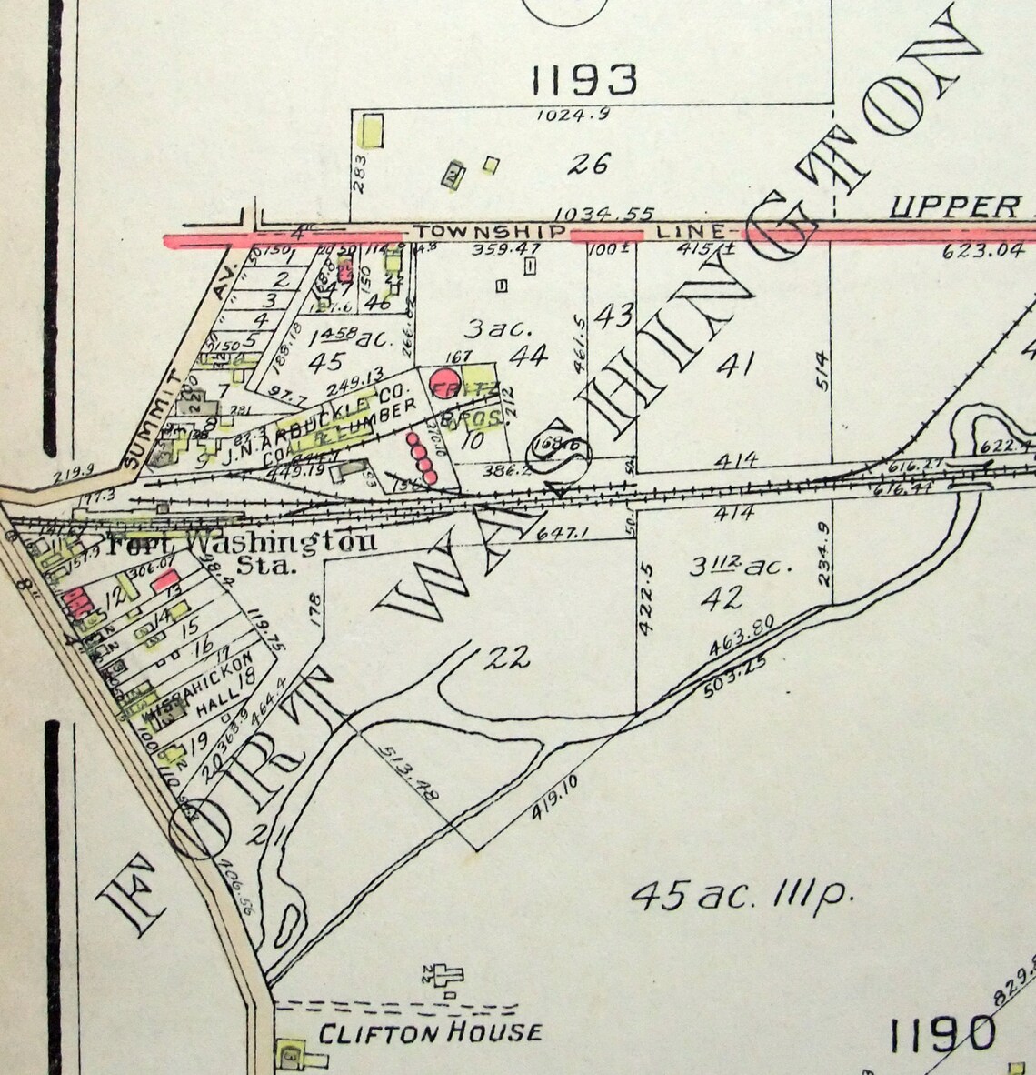 Large Original 1927 Map of Parts of Flourtown & Fort Etsy