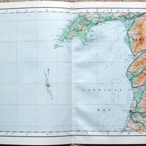 Merionethshire, Montgomery & Radnor, Wales. Große Original 1922 Ornance Survey Map. Vintage Original Karte