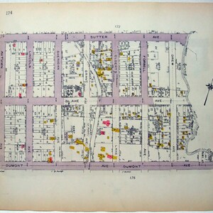Part of East New York and The Hole, Brooklyn - Crystal St to Drew St from Dumont Ave to Sutter Ave - Original 1921 Map by Belcher Hyde