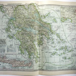 Griechenland - Original 1902 Landkarte von The Century Company. Antike Original-Karte