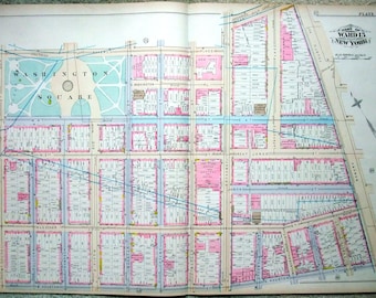 W Village - NoHo, Manhattan - McDougal to the Bowery from Houston to Waverly PL - Large Original 1881 Map by E. Robinson.