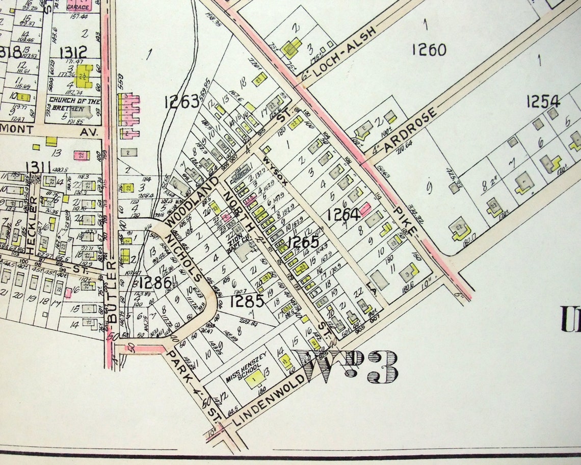 Large Original 1927 Map of Parts of Borough of Ambler Upper Etsy UK