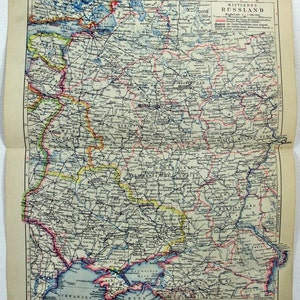 Mittelrussland - Original 1931 German Language Map von Meyers. Vintage Original Karte