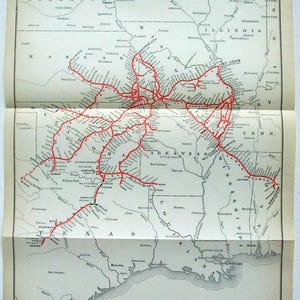 Original 1919 Map of the St. Louis San Francisco Railway by Poor&#39;s Publishing Co. Vintage