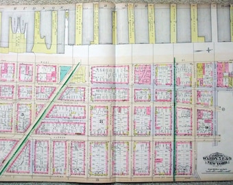 Hudson Square Area, Manhattan - Vestry to Leroy from the Hudson to Varick - Large Original 1881 Map by E. Robinson.
