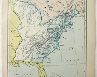 Vintage Map of the United States of North America in 1783 - Published by Longmans Green in 1905