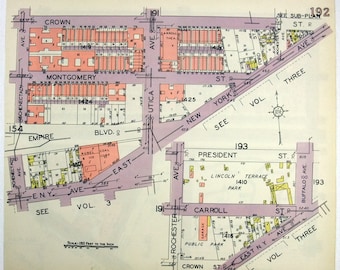 Original 1929 Map of SE Crown Heights - Schenectady - Rochester Aves from ENY Ave to Crown +  Rochester - Ralph Aves from ENY Ave - St Johns
