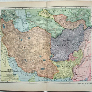 Persien, Afghanistan, Belutschistan & Zentralasien - Original 1902 Landkarte von Dodd Mead. Antik