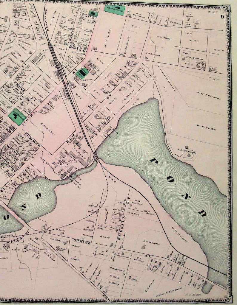 Winchendon Massachusetts. Large 1870 Street Map by FW Beers. Etsy