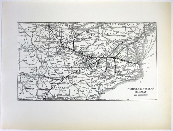 Norfolk And Western Railroad Map Norfolk & Western Railroad Original 1938 System Map. Vintage | Etsy Canada