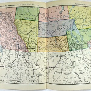 Original 1898 datiert Eisenbahn-Karte von West-Kanada. Antik