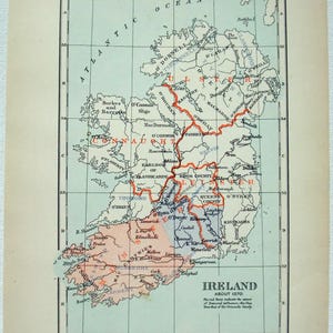 Vintage Map of Ireland circa 1570 - Published in 1905 by Longmans Green. Antique