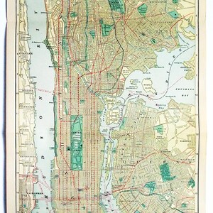 New York City - Original 1916 Street & Railroad Map by Dodd Mead and Company. Manhattan plus parts of The Bronx, Brooklyn and Queens