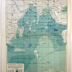 Indische Oceaan: Originele Duitse kaart uit 1906 door Meyers. Antiek