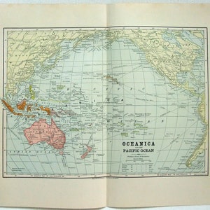 ハント＆イートンによる1882年植民地オセアニア地図（アンティーク）