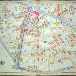 Huge Antique Map of Bronx NY - Home St to Croton Park from Clinton to Intervale Ave. Printed in 1900 by Hyde & Co. Guaranteed Original