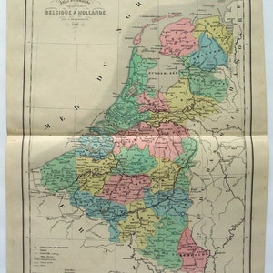 Belgien & Holland: Original 1856 datierte Landkarte von Delamarche. Handkolorierte Landkarte aus der Kolonialzeit. Antik.