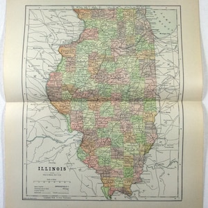 Illinois - Originele kaart uit 1891 van Hunt & Eaton. Antiek