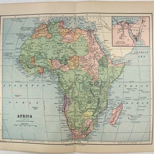 Africa in the Colonia Era - Original 1881 Map by Phillips & Hunt. Antique Original Map