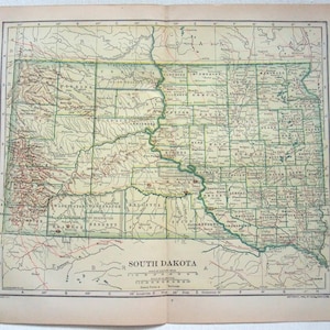 South Dakota - Originale datierte Karte von South Dakota aus dem Jahr 1911 von Dodd Mead & Company. Antike Original-Karte