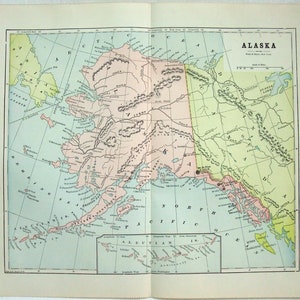 Alaska – Originalkarte von 1891 von Hunt & Eaton. Antike Originalkarte