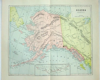 Antique Alaska Map: Original 1891 Hunt & Eaton Print