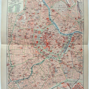 Wien Österreich - Original Innere Stadt Karte von 1908 von Meyers. Antike Landkarte von Wien