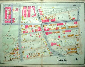 Ancienne carte du Bronx dans l'État de New York - 1900, E 147e à E 156e rue