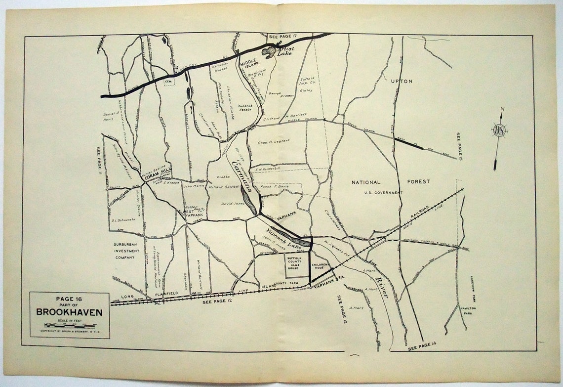 Middle Island Coram and Yaphank NY Original 1929 Map by Etsy