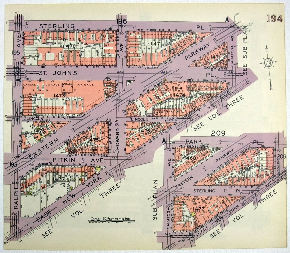 Original 1929 Map of Parts of E Crown Heights Brooklyn. Ralph Etsy