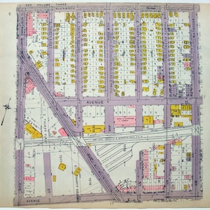 Parts of S Midwood & E Flatbush, Brooklyn - Mansfield to Brooklyn Ave from Glenwood to Ave I - Original 1922 Map by Belcher Hyde. Antique