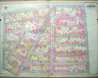 Carte antique du Bronx des années 1900 – Mott Haven, E 142nd-E 149th Street