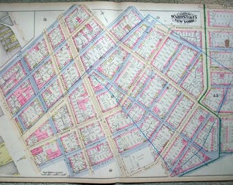 The West Village, Manhattan - West St to McDougal from Perry to Clarkson - Large Original 1881 Map by E. Robinson.