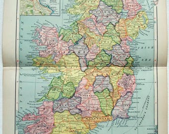 Original 1903 Map of Ireland by Dodd Mead & Company. Antique